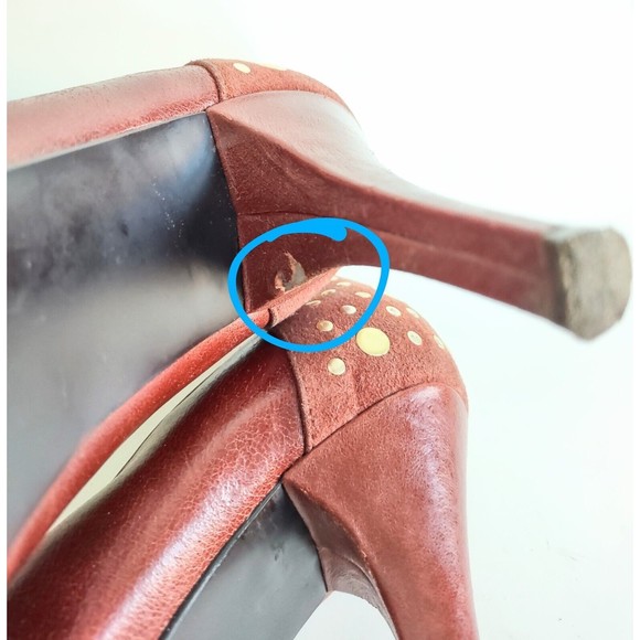 Steve Madden High Heel Shoes 4" Leather Brown Studs Tifani Size 9 Pointy Toe Vtg - Picture 10 of 10